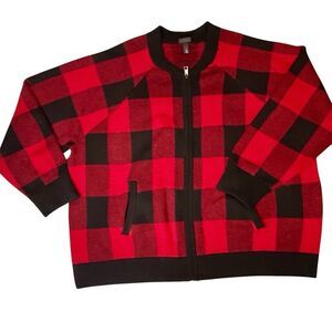 Torrid Jacket 4xl Women’s Red Plaid, Bomber Sweater Cardigan 26 #A08674
